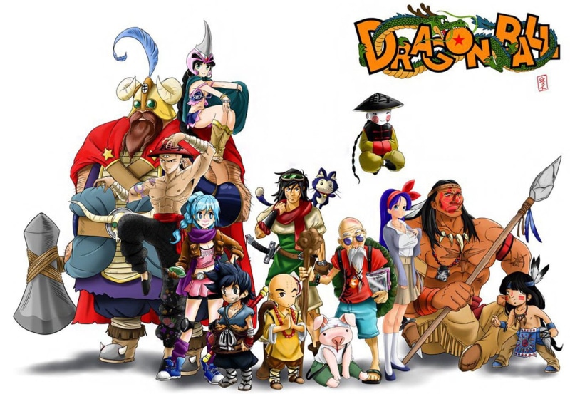full length, indoors, mammal, arts culture and entertainment, choice, variation, group of people, fashion, Oolong (Dragon Ball), multi colored, art and craft