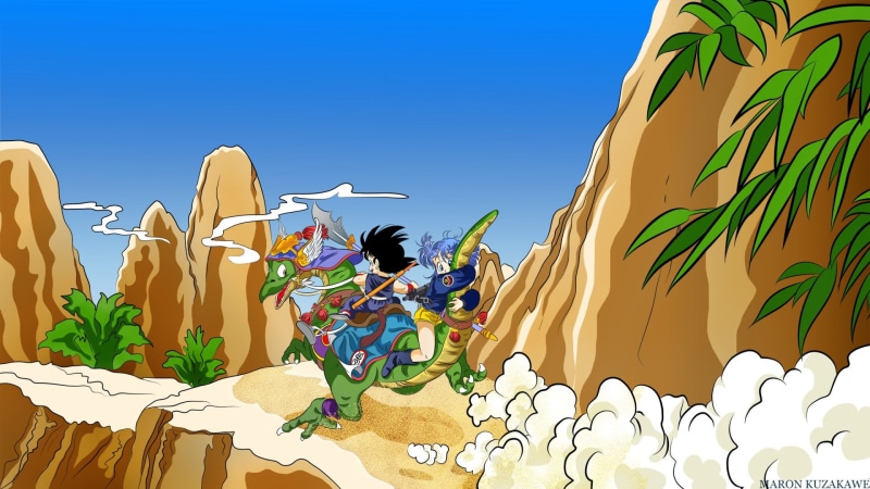 dragonball, people, full length, men, Dragon Ball Z, blue, Bulma (Dragon Ball), water, multi colored, outdoors, sitting, Goku, day, group of people