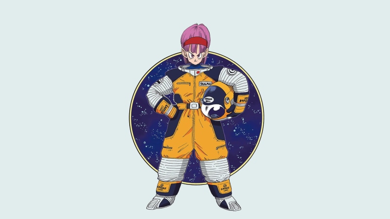 Dragon Ball Z, 1080P, Bulma, artwork, simple background, Bulma Briefs (Dragon Ball), space suit, manga, anime girls, Dragon Ball