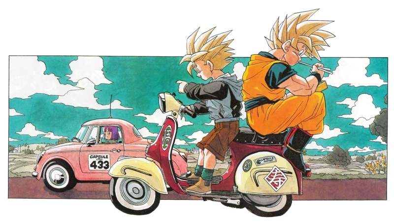 Dragon Ball, Dragon Ball Z, Bulma Briefs (Dragon Ball), Son Gohan, simple background, manga, Gohan, Bulma, 1080P, Son Goku
