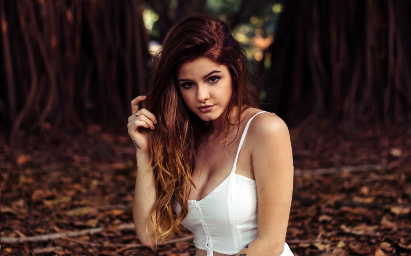 forest, portrait, one person, real people, girl, tree, charming, adult, outdoors, brown hair, hairstyle, ultra, beauty, long hair, nature, long, brown
