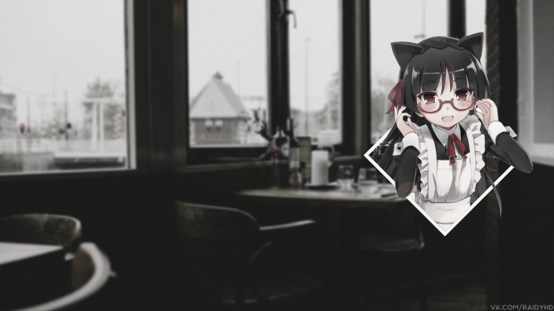 day, anime girls, maid, outdoors, window, seat, focus on foreground, table, glass - material, portrait, males, childhood, one person, men, chair, 1080P