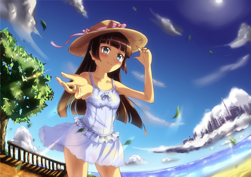 day, one person, young adult, plant, anime girls, fashion, representation, low angle view, outdoors, Gokou Ruri, three quarter length, Ore no Imouto ga Konnani Kawaii Wake ga Nai