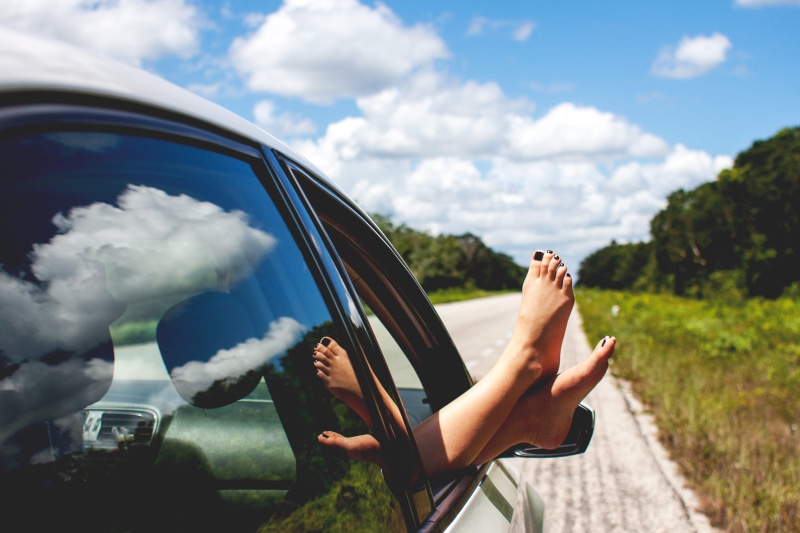 leisure activity, feet, adult, untitled, car, cloud - sky, chilling, summer, women, mode of transportation, transportation, 4K, riding, motor vehicle