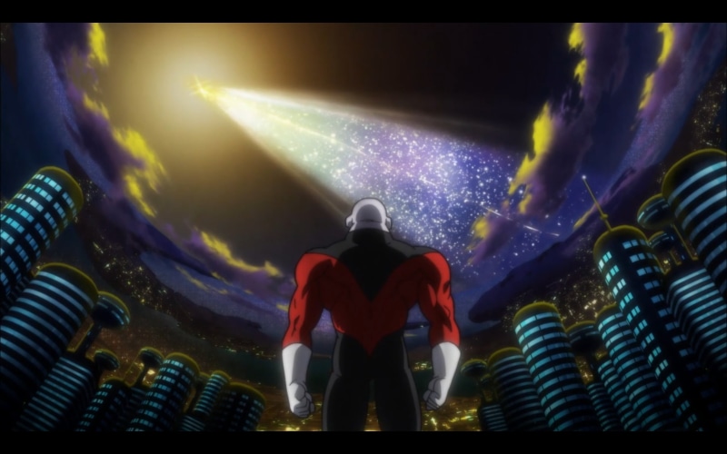 sport, super, transfer print, stadium, rear view, full length, nature, outdoors, lighting equipment, sky, auto post production filter, Dragon Ball Super