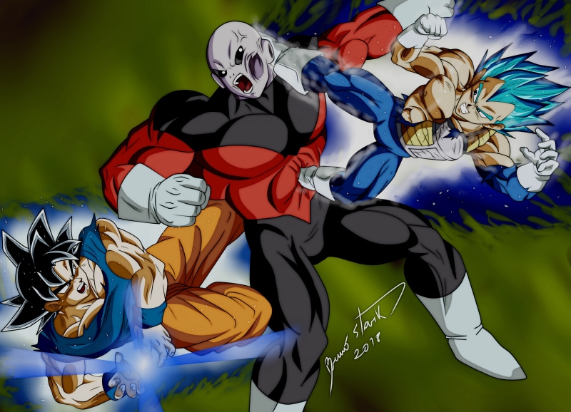 craft, focus on foreground, blue, Vegeta, Son Goku, mammal, 4K, male likeness, art and craft, indoors, multi colored, decoration, still life, close-up