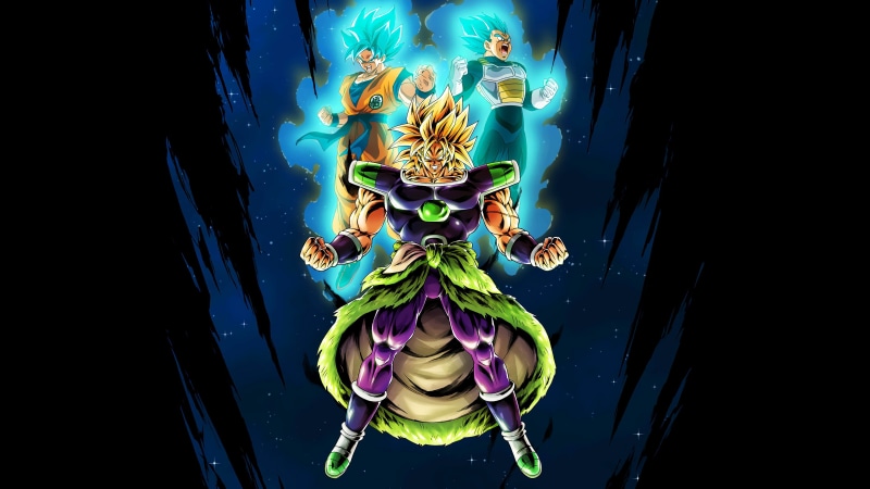 Broly (Dragon Ball), Super Saiyan, Vegeta (Dragon Ball), Movie, Goku, Dragon Ball Super: Broly, Super Saiyan Blue, 4K