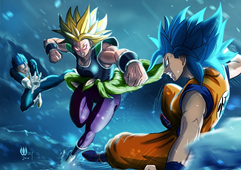 Super Saiyan, Kale (Dragon Ball), Vegeta (Dragon Ball), Super Saiyan Blue, Dragon Ball Super: Broly, Movie, Goku, 2K