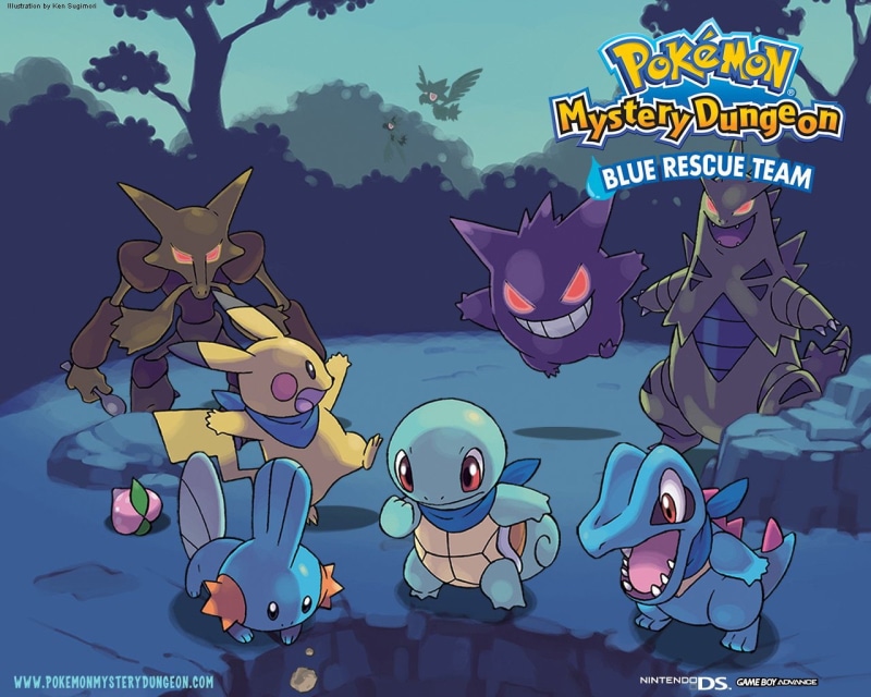 Pokémon, Pikachu, Gengar (Pokémon), dungeon, poster, Tyranitar (Pokémon), 720P, Squirtle (Pokémon), Murkrow (Pokémon), Alakazam (Pokémon), Mudkip (Pokémon)