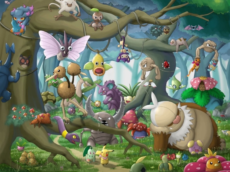 religion, sculpture, forest, plant, decoration, close-up, pokemon, art and craft, belief, no people, Pokémon Mystery Dungeon, nature, 480P