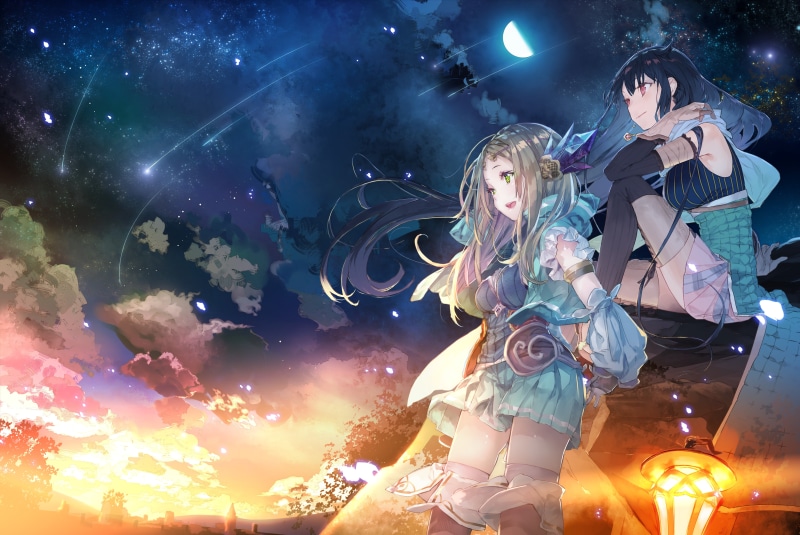 childhood, Atelier Firis: The Alchemist and the Mysterious Journey, 8K, young adult, leisure activity, outdoors, holding, Firis, men, women, 4K, night