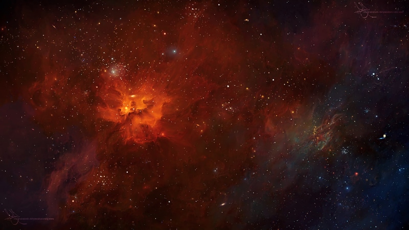 nebula, galaxy, star - space, nature, orange color, infinity, scenics - nature, low angle view, sky, red, outdoors, Space Art, night, stars, beauty in nature