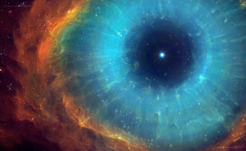 science, 2K, helix, space exploration, nebula, no people, blue eye, backgrounds, dust, beauty in nature, futuristic, galaxy, star - space, sky, painting
