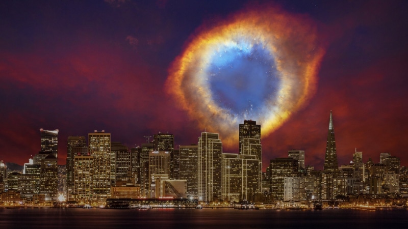 Helix Nebula, City, Cities, San Francisco, Entropy, Supernova, 1080P, Night