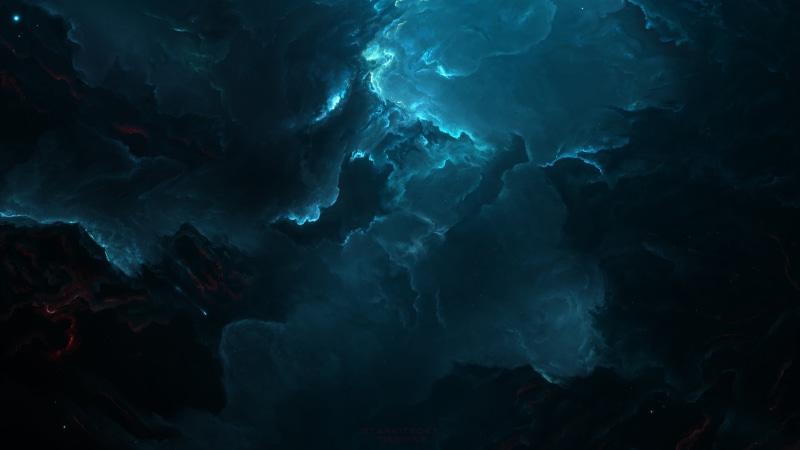 dark, water, tranquility, 5K, outdoors, tranquil scene, glowing, blue, rock, no people, space, full frame, cold temperature, sky, nebula, nature, beauty in nature