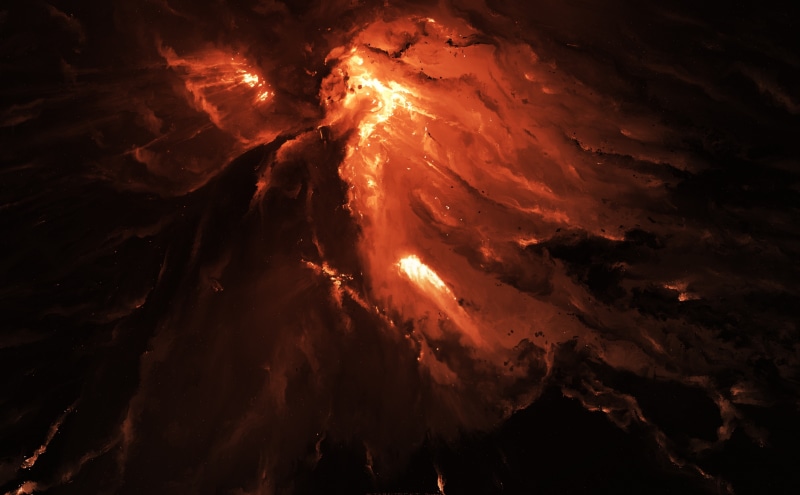 heat - temperature, physical geography, Space, holsopple, Green, mountain, exciting, 5K, Galaxy, lava, volcano, outdoors, Apple, molten, 4k, sign, Amazing