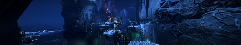 Mass Effect: Andromeda, rock - object, rock, Nvidia Ansel, outdoors, no people, water, landscape, architecture, night, nature, built structure, panoramic