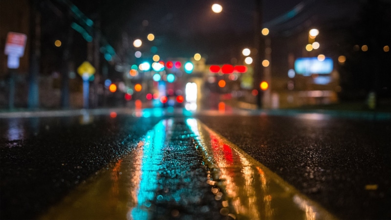 asphalt, traffic lights, urban, bokeh, city, reflection, street, 1080P, lights, tilt shift, photography