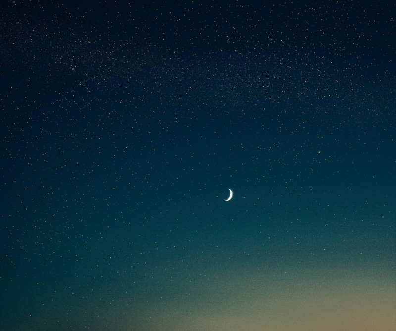 half moon, blue, square, light - Natural Phenomenon, twilight, planet - Space, astronomy, starry sky, photography, glowing, dark, science, night, milkyway
