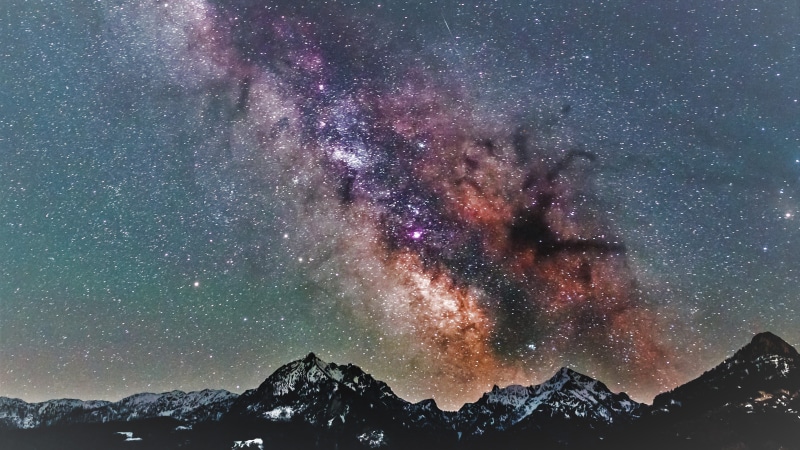 snow, star - space, scenics - nature, nighttime, mountain peak, mountain, snowcapped mountain, galxy, astronomy, 2K, astro, austria, no people, cold temperature