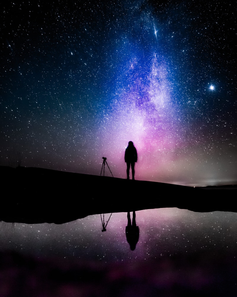 color, person, dark, glowing, black Color, reflection, tripod, nature, shiny, night, astrology, blue, milkyway, astrophotography, camera, science, standing