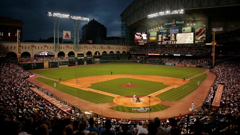 stadium, match - sport, mlb, lifestyles, watching, group of people, houston, sport, high angle view, leisure activity, looking, spectator, baseball, crowd