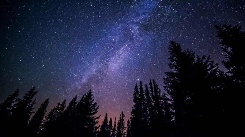 scenics - nature, silhouettes, astrophotography, science, space, stars, tranquility, milky way, exploration, cosmic, nature, sky, borealis, starry night