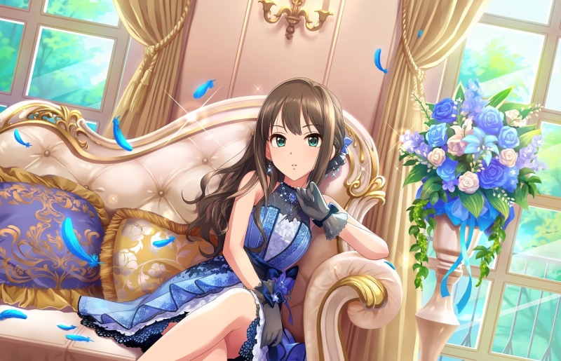 home interior, girls, The Idolmaster: Cinderella Girls Starlight Stage, one person, indoors, looking at camera, window, portrait, child, Rin Shibuya, flowering plant