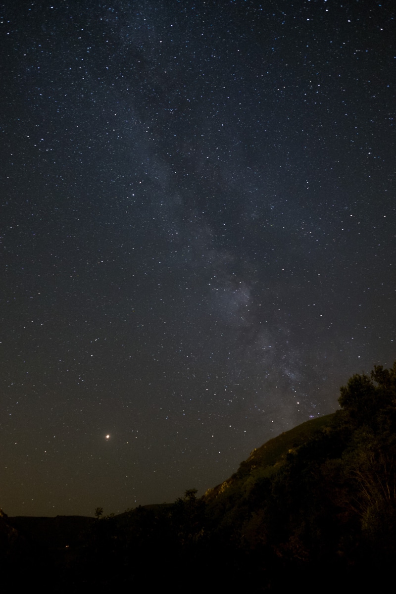 tree, light, no people, sky, astronomy, tranquil scene, nature, moon, star - space, mountain, night, tranquility, gazing, flare, landscape, nebula, outer space