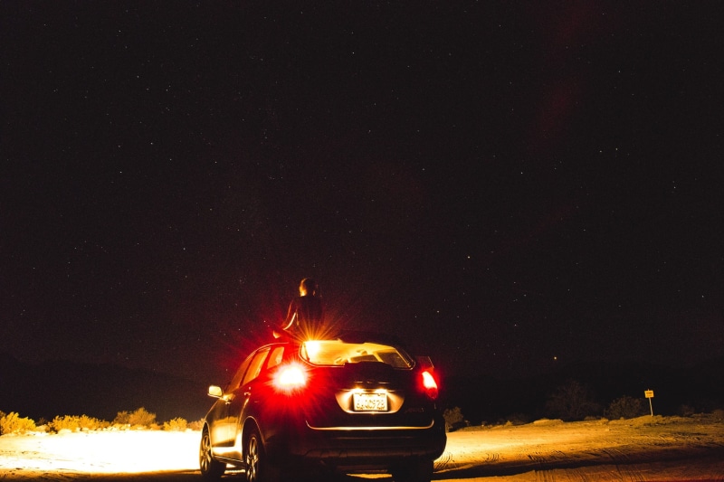 no people, mode of transportation, illuminated, on the move, desert, star, stationary, tail light, star gazing, 1080P, long exposure, desert center, car