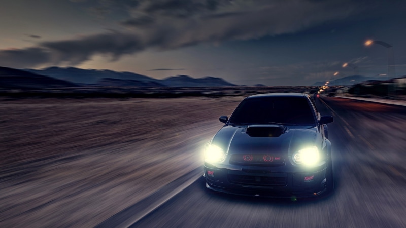 land vehicle, road, speed, transportation, road trip, Subaru Impreza WRX, outdoors, 1080P, sky, motor vehicle, JDM, cloud - sky, car, Subaru Impreza, travel