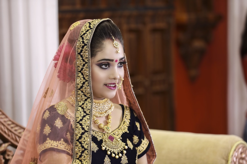 celebration, bride, sari, jewelry, wear, wedding, clothing, newlywed, traditional wear, beauty, one person, young women, indoors, dress, event, wearing