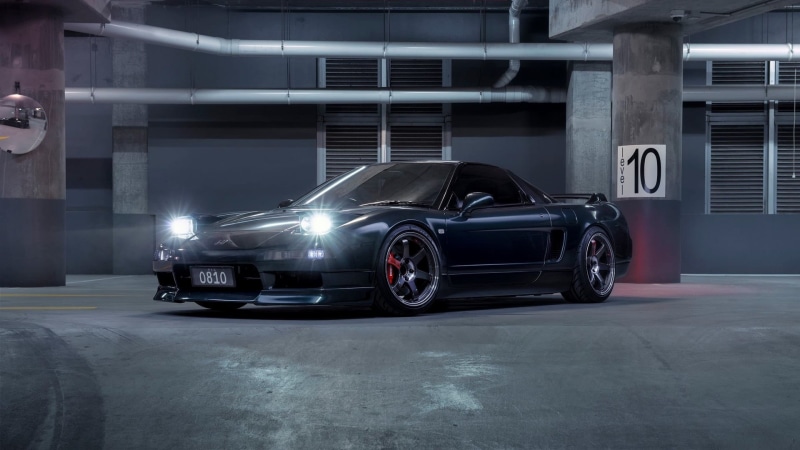 Japanese cars, 1080P, black cars, Honda, lights, Honda NSX, sports car, concrete, JDM, car, vehicle