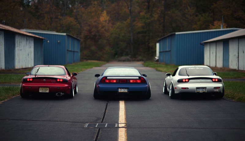 Honda, Stance, white, modern, building exterior, stationary, editorial, road, outdoors, blue, architecture, travel, red, street, 1080P, cars, NSX, tree