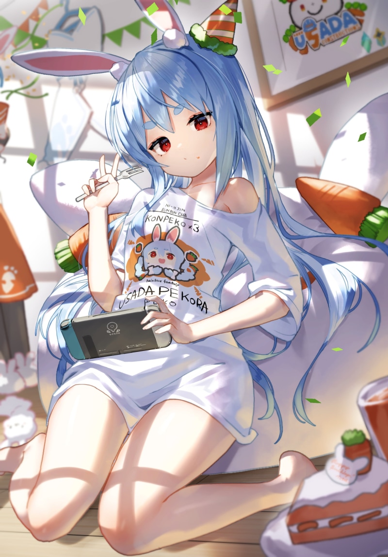 bunny ears, anime, Virtual Youtuber, red eyes, 2K, anime girls, Usada Pekora, vertical