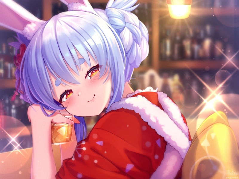 anime girls, Santa costume, bunny ears, magowasabi, 1080P, Usada Pekora, Hololive
