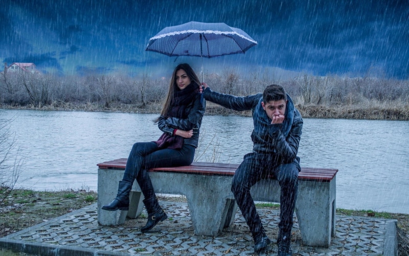 couple, 1080P, rain, love, boy, its, umbrella, girl