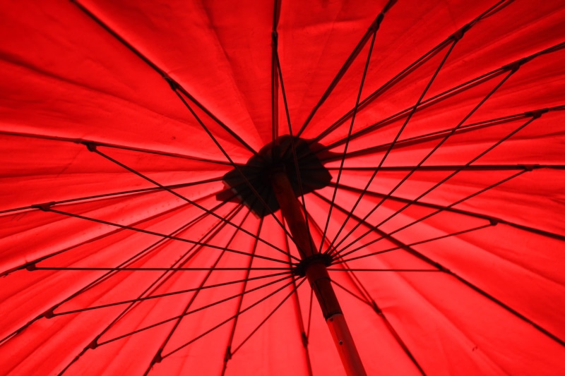 red, outdoors, large, close-up, no people, protection, single object, parasol, 720P, amusement park, full frame, concentric, pattern, low angle view, arts culture and entertainment