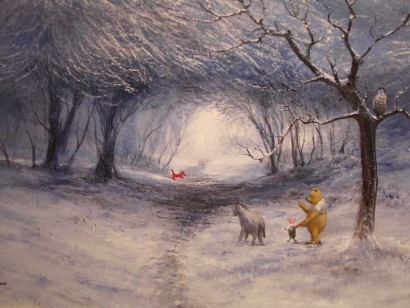 vertebrate, 1080P, pets, day, mountain, scenics - nature, animal themes, group of animals, animal, winter, tree, Winnie The Pooh, domestic, Tiger, snow