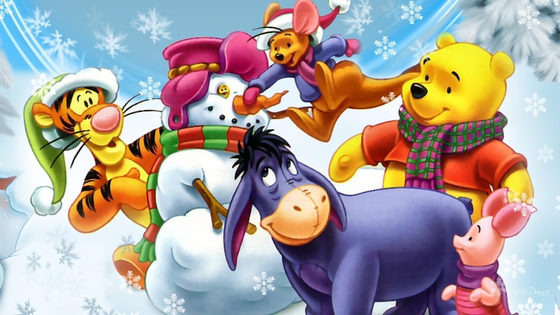 whimsical, winnie the pooh, snowman, kanga, winnie, tigger, story books, movie, 1080P, piglet, books, pooh, walt disney, characters, makes