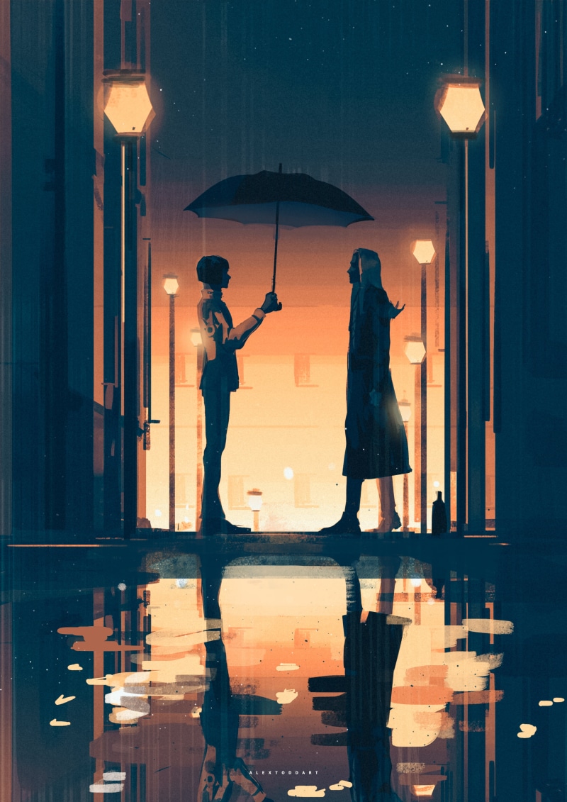 JoJos Bizarre Adventure, 4K, Leone Abbacchio, rain, Bruno Bucciarati, Vento Aureo, short hair, digital art, umbrella, black hair, anime boys