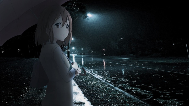 nature, sky, lifestyles, waist up, transportation, real people, K-ON!, anime, Hirasawa Yui, one person, men, casual clothing, outdoors, illuminated, young adult