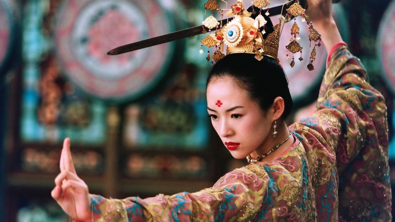 oriental, warriors, sports, ziyi, house, daggers, arts, face, women, sword, babes, weapons, 1080P, actress, asian, brunette, martial, zhang, flying, katana