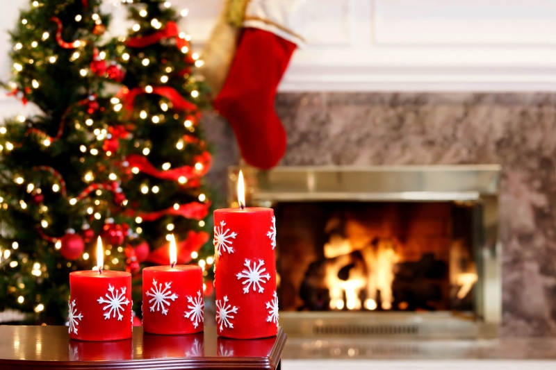 new, fire, happy, candles, fireplace, decorations, 2K, Holiday, Happy New Year, tree, year, Merry Christmas, lights