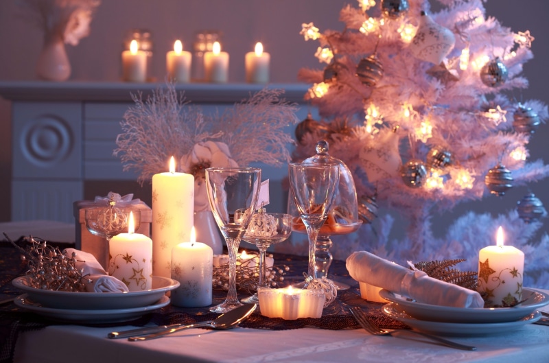 pillar, new, candles, table, four, year, tableware, 4K, holiday, christmas, new year, tree