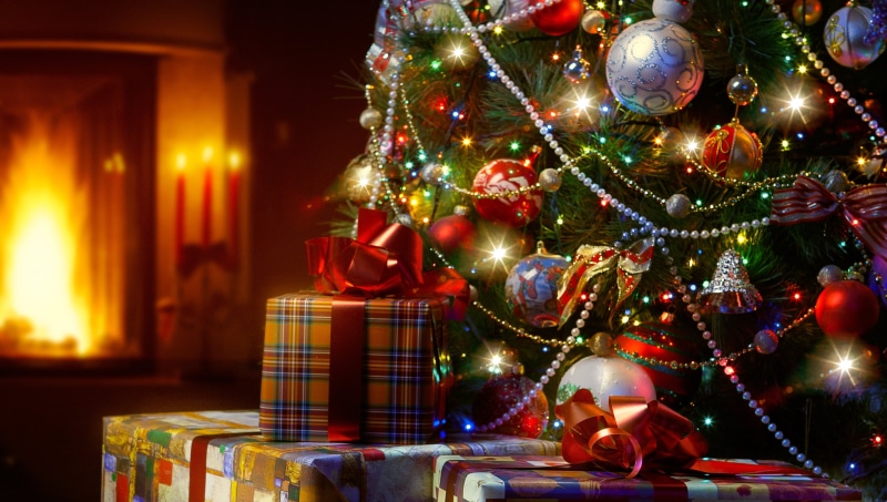 red, ornate, glowing, balls of light, christmas Ornament, night, beside, year, home Interior, decorations, candle, light balls, tree, christmas Lights