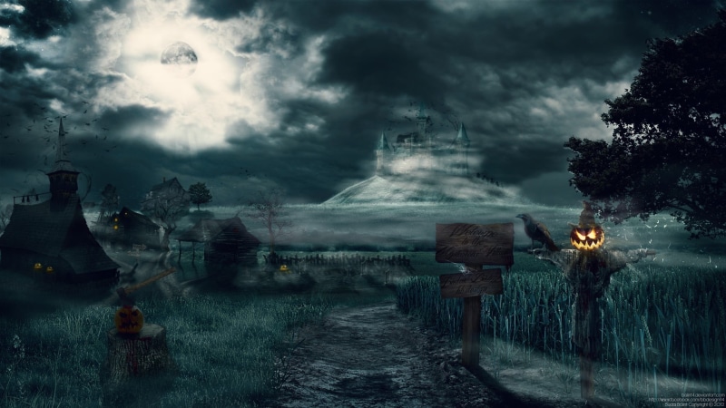 lantern, storm, o, scenics - nature, castle, no people, plant, storm cloud, landscape, 1080P, Halloween, water, jack, tranquil scene, dusk, beauty in nature