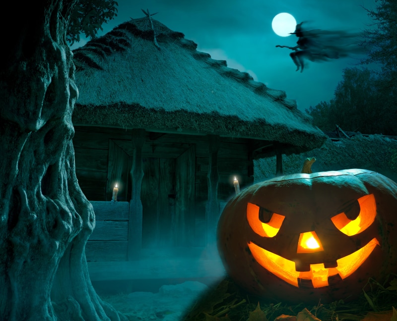 glowing, jack, o, celebration, lantern, witch, food, outside, jack o lantern, lighting equipment, Halloween, anthropomorphic face, dusk, moon