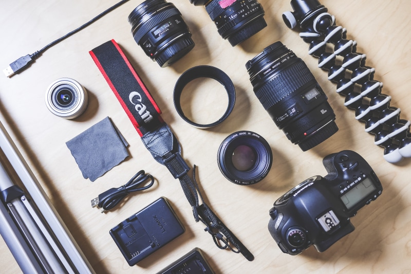 no people, day, large group of objects, tripod, arrangement, table, still life, group, collection, DSLR Camera, camera - Photographic Equipment, digital camera