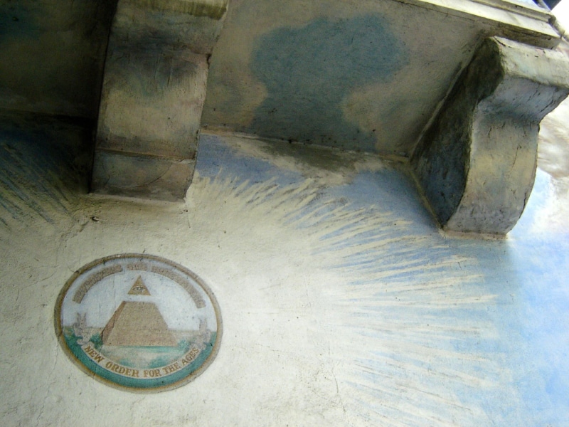 Illuminati, metal, run-down, water, black, high angle view, nature, history, old, art and craft, built structure, gray, architecture, day, equipment, the all seeing eye